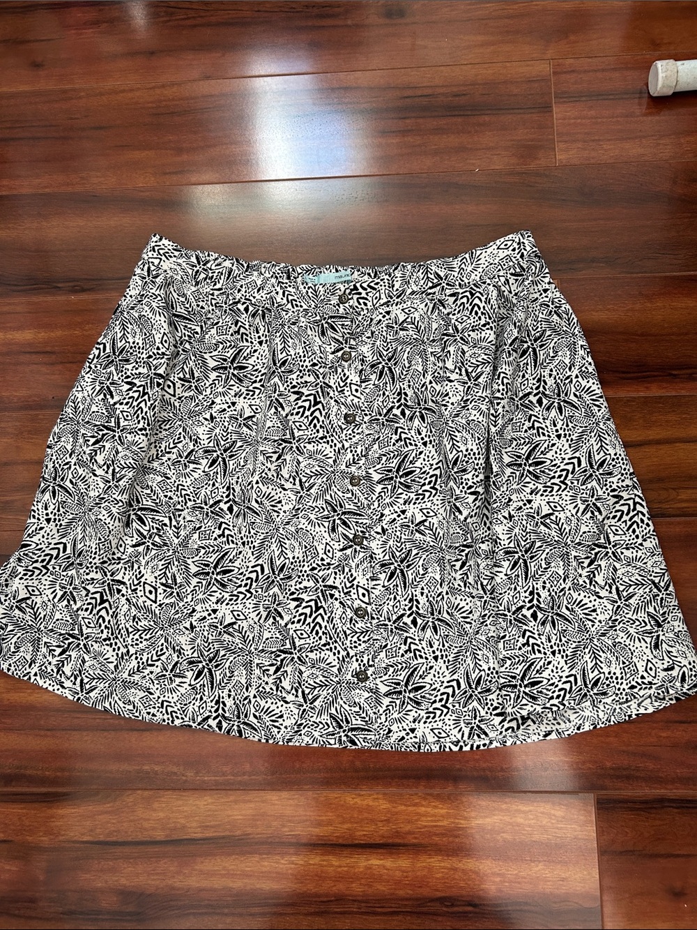 Maurice’s Black & White Floral A-Line Skirt